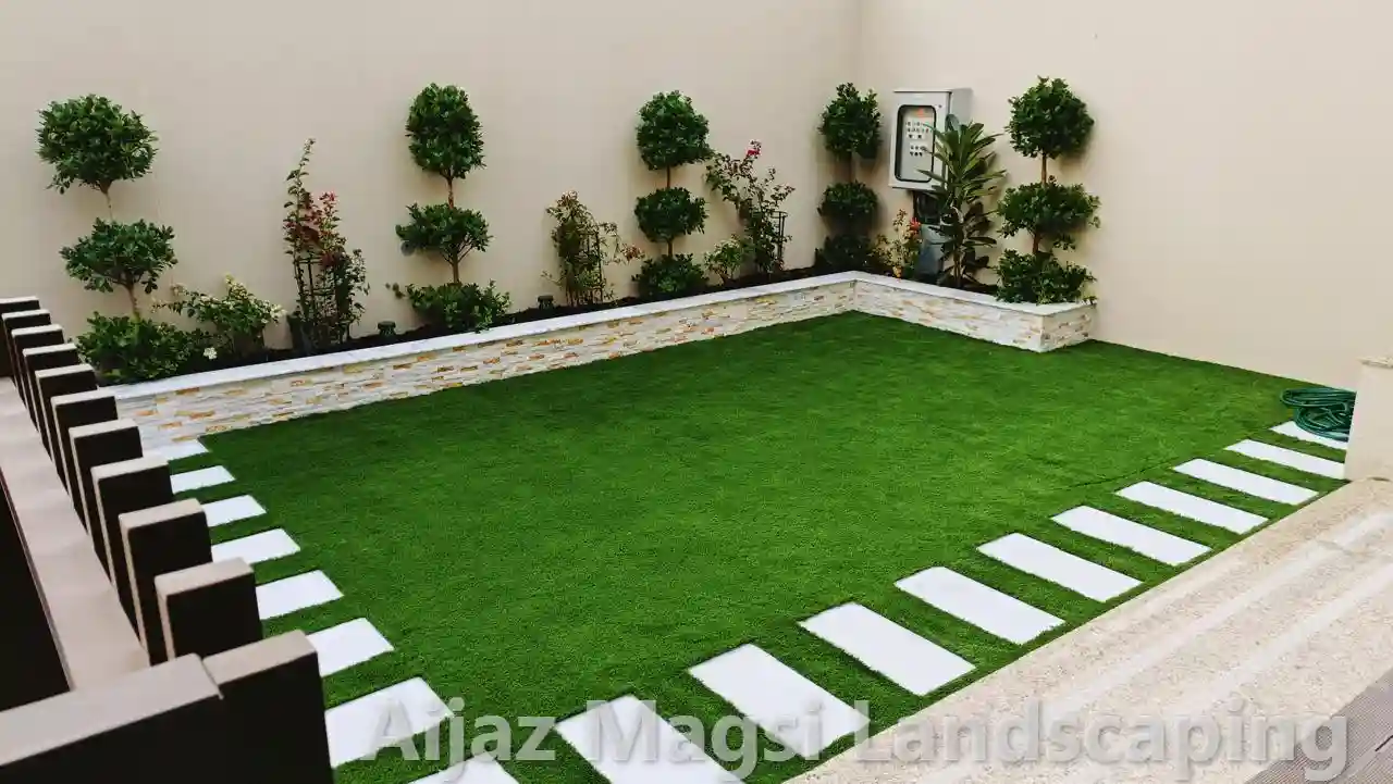 Natural green turf and artificial carpet grass installation for villa gardens